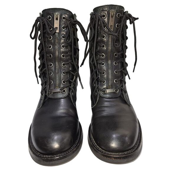 Louis Vuitton Zipped and Lace-Up Combat Boots in Black Leather - Picture 3 of 10